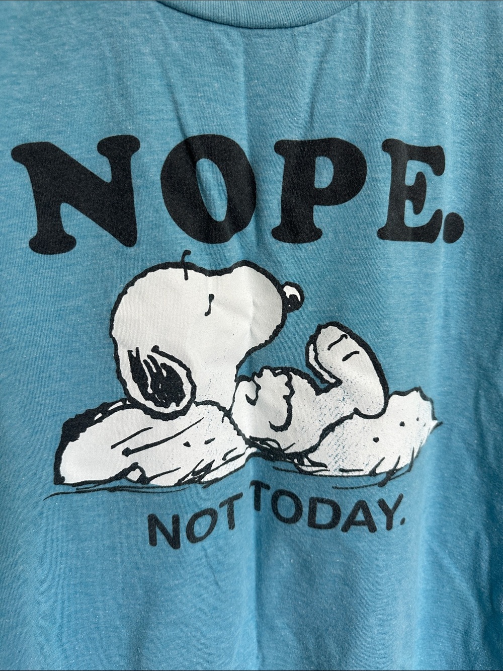 Peanuts Teal Graphic Tee - Snoopy 'NOPE. NOT TODAY.' Size Medium - Picture 4 of 7